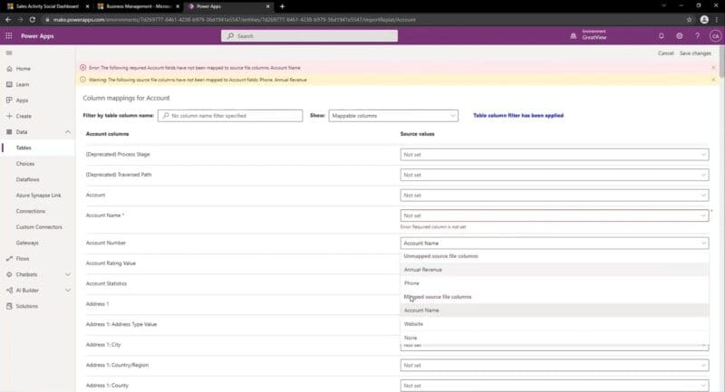 Import data into power Apps